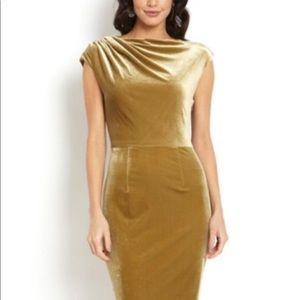 Modcloth THML Velvet Sheath Dress In green/gold